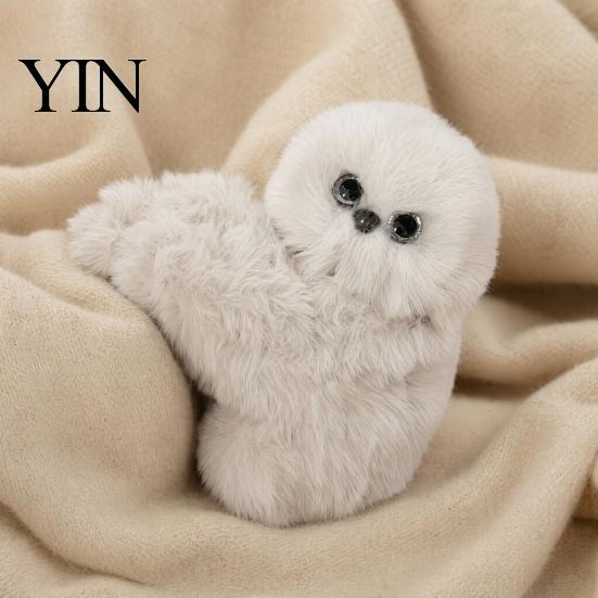 Soft And Comfortable Doll Owl Plush Interactive Toy, Stuffed Animal Bag with Sound, Round Shape Cute Emotional Comfort Plushie for Girls, Kawaii Desk
