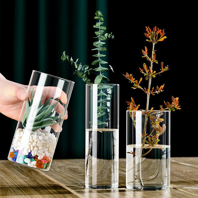 Hydroponische Glasblumenvase Transparent Minimalistische Blumenvase für Hochzeit Wohnzimmer Büro Dekoration Moos Ökologische Flasche