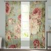 Peony Flower Sheer Curtains for Living Room Modern Voile Curtain Bedroom Tulle Curtains Window Drapes Decor