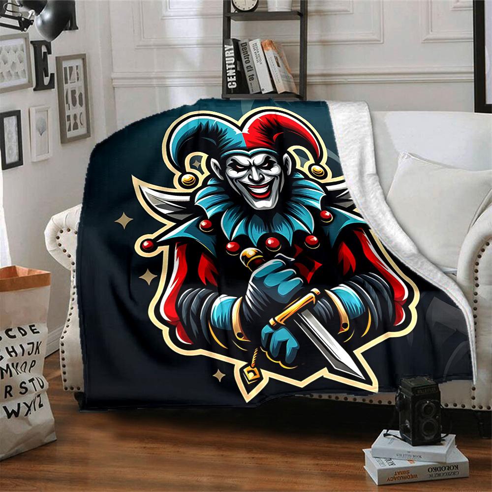 1pc Jester Knight Blanket, Lightweight Flannel Throw Blanket for Sofa, Bed, Travel, Camping, Living Room, Office, Couch, Chair, and Bed