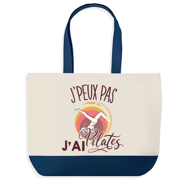 Tote Bag - PLANETEE - Blue Bottom Shopping Bag I Can't Pilates - Blue - Cotton - 40 X 45 Cm