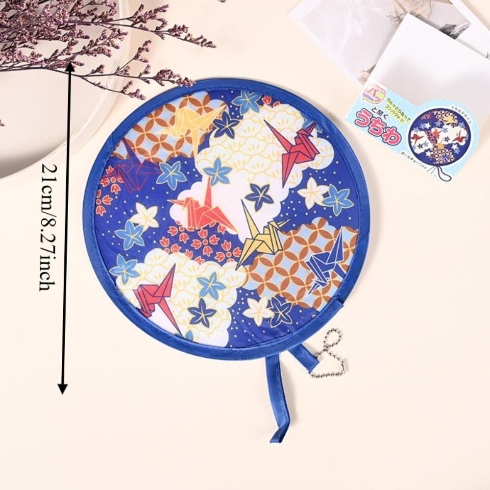 Floral Round Hand Fan Mini Pocket Cooling Fan New Handheld Folding Fan Outdoor Beach