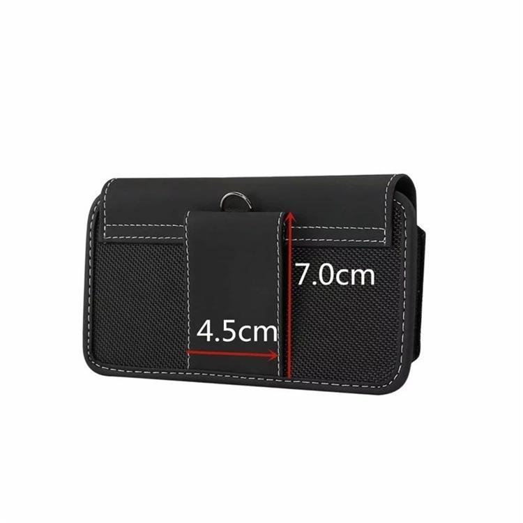 Men's Lightweight Leather Waist Phone Bag - Oxford Nylon, Horizontal/Vertical Style