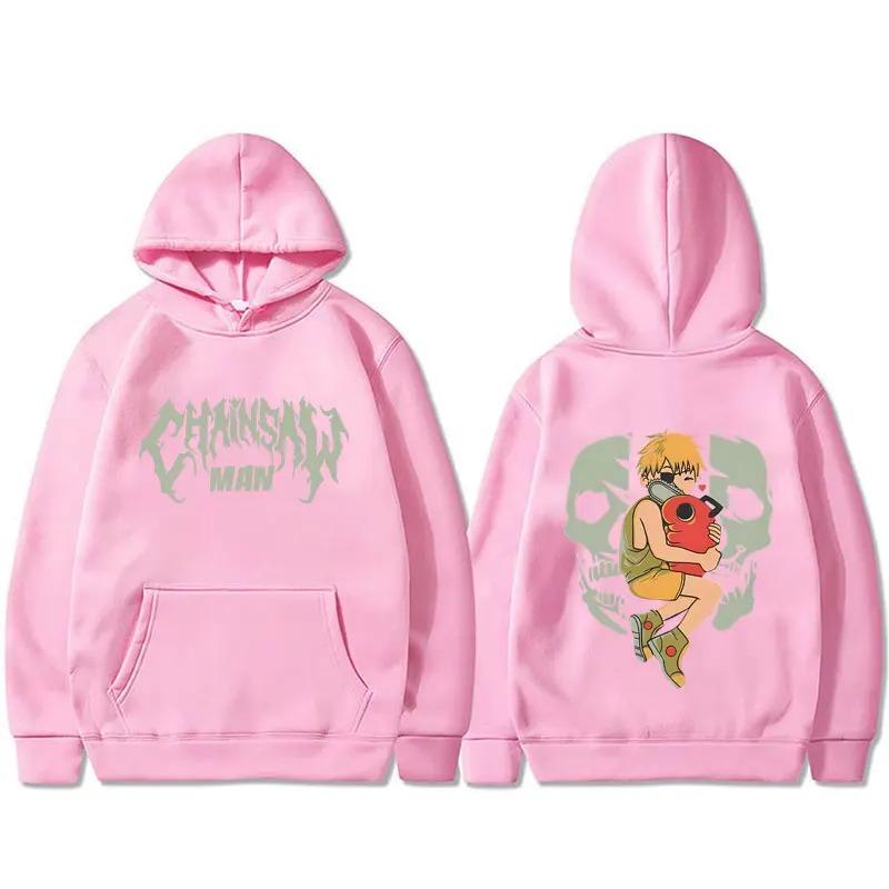 Anime Chainsaw Man Hoodie Funny Cartoon Denji Pochita Graphic Hooded Sweatshirt Men's Women's Manga Cosplay Oversized Streetwear