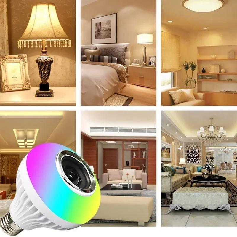 AC 85-265V E27 LED12W Light Bulb RGB Multi-colour Change Bluetooth Speaker Music Playback Function Bedroom Christmas Party Decoration