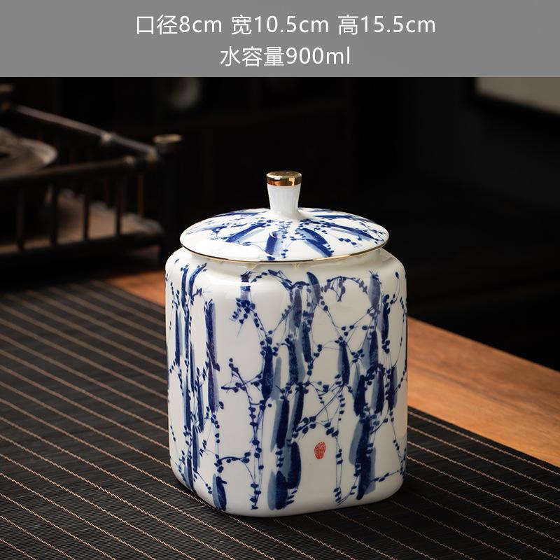 Blue and White Ceramic Sealed Jar Candy Coffee Storage General Jar Household Moisture-proof Tea Jars Tea Packaging Jars Tea Box