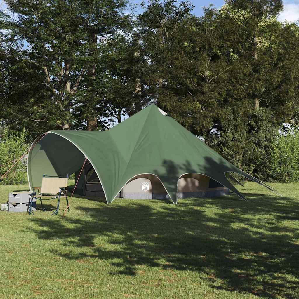 Teepee Tent for 5 Persons Green and Grey 415 X 415 X 247 Cm