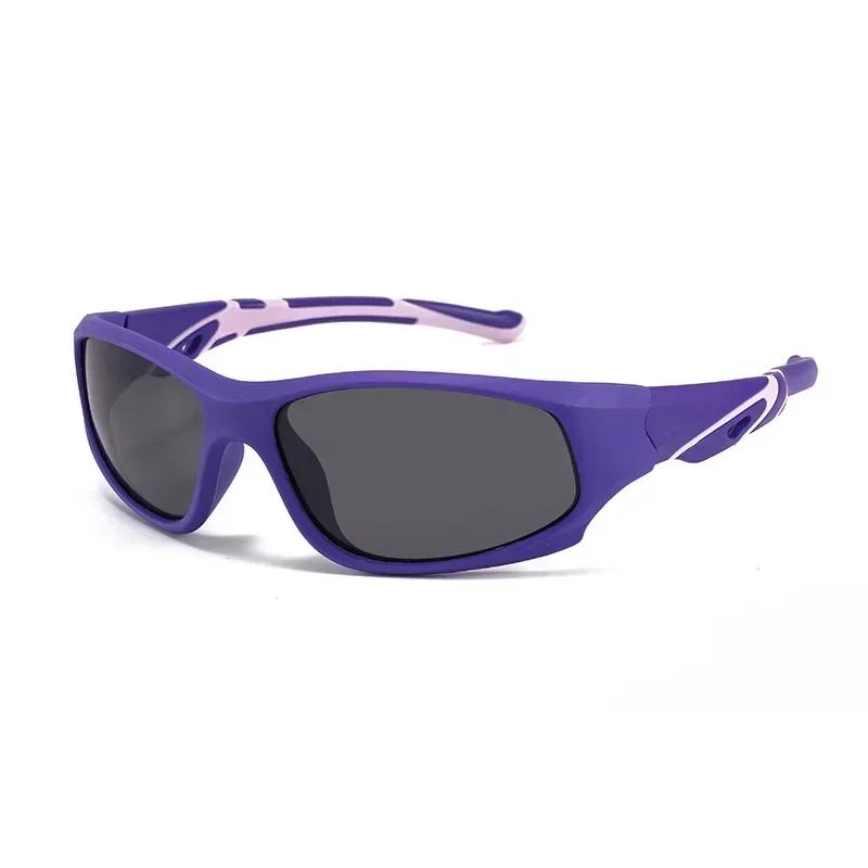 

Kids Polarized Sunglasses TR90 Boys Girls Wrap Around Sport Sun Glasses Silicone Safety Glasses Gift for Children UV400 Eyewear 3-12 Years old фиолетовый