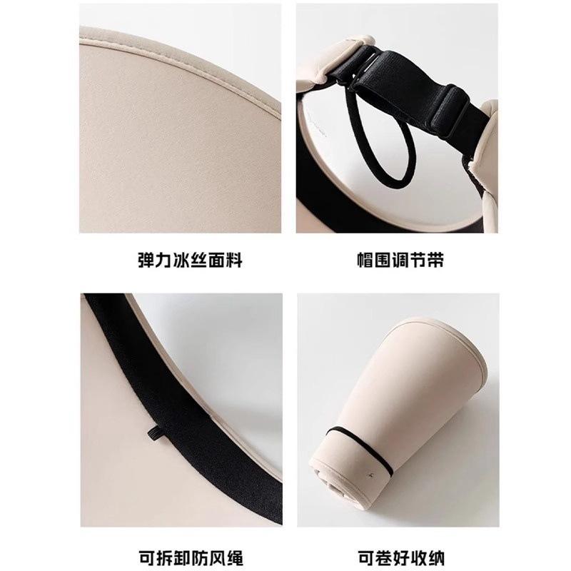 Wrap-around full-face ice silk sun protection hat for women, summer large brim open-top sun hat, UV protection sun hat for cycling