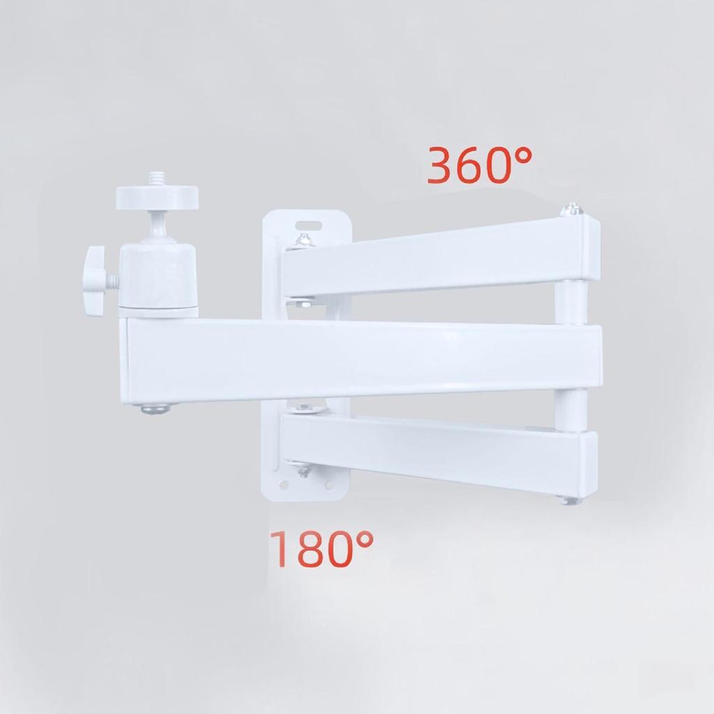 Wall Mount Bracket Stand Metal Heavy Duty Adjustable Device Holder with 1/4" Ball Head for Home
