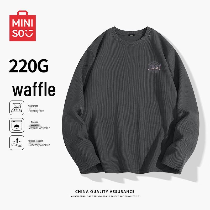 MINISO Men s Waffle Knit Long Sleeve T-Shirt L