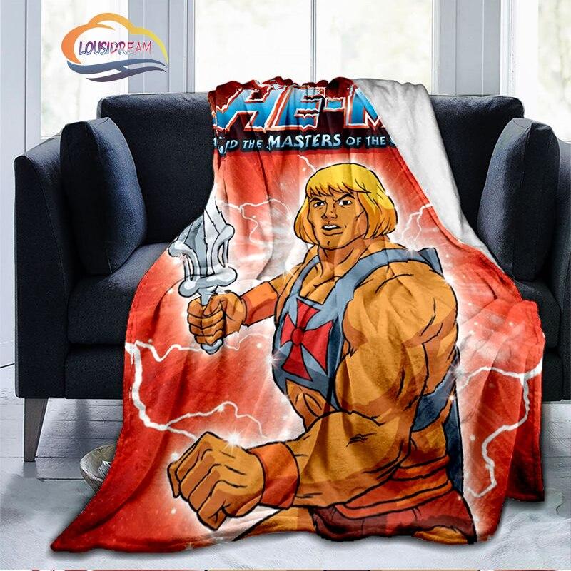 

Модна кашемірова ковдра з мультфільму «Володарі всесвіту» Фланелева ковдра He-Man із 3D-друком, м’яка плюшева зручна домашня ковдра 75x90cm