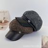 Octagonal Hat Women's Leather Hat Eaves Hong Kong Style Fashion Temperament Elegant Autumn and Winter Beret Versatile New Bud Painter Hat