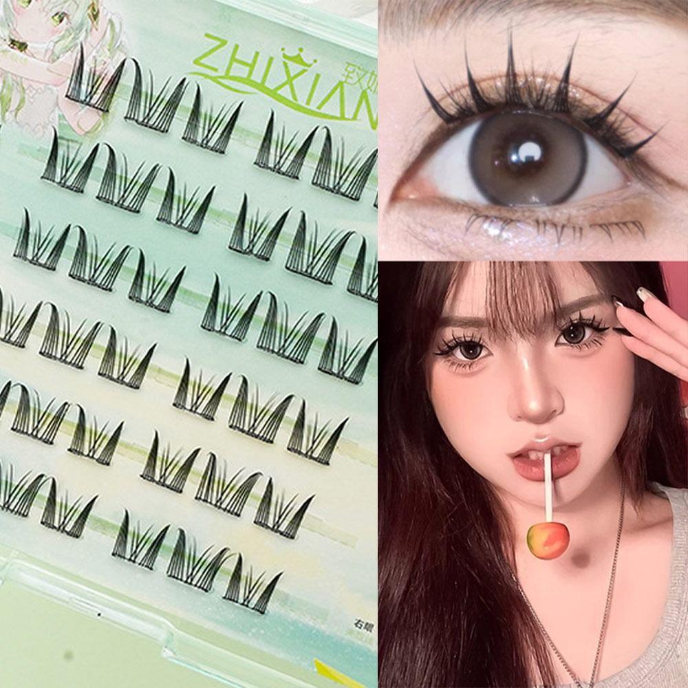 Glue Free Manga Lashes With Jelly Glue Strips 3D False Eyelashes Cat Elf Eyelashes  Party Supplies