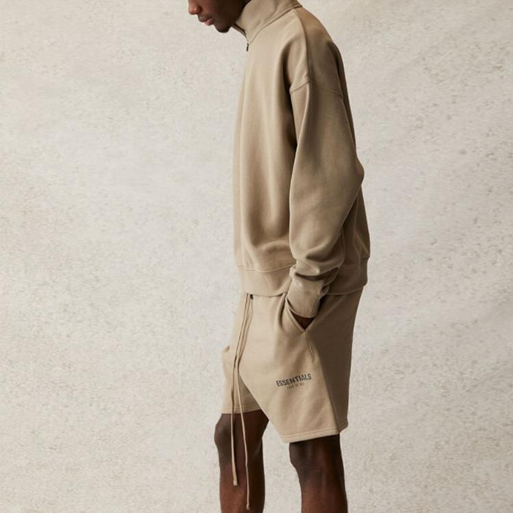 Fear of God Essentials SS21 Mockneck Half Zip Fleece Sweatshirt Unisex Tops Moss FOG-SS21-581