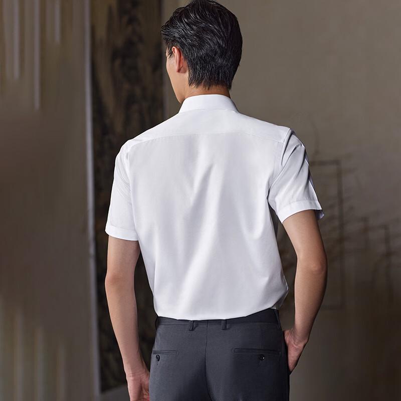 Langdeng Men's Easy Care Breathable Business Short Sleeve Cotton Shirt