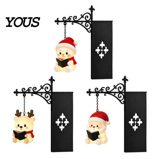 Bookshelf Lantern Lamp Christmas Vintage Lamp, Light-up Santa Claus Snowman Reindeer Decor, Hanging Book Divider Label for Reading Nook, Home, Library
