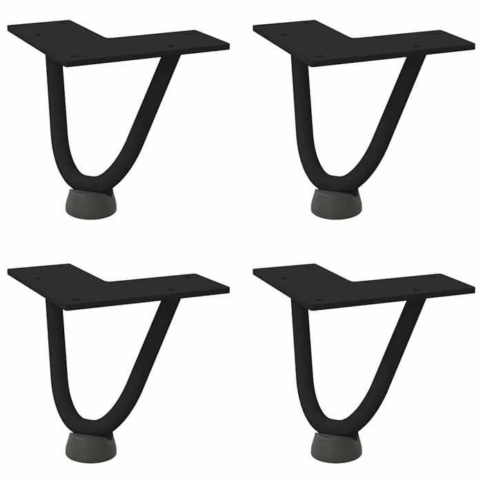 VidaXL Pieds en épingle à cheveux pour table basse 4 pièces Noir 10 cm Acier massif 4012408