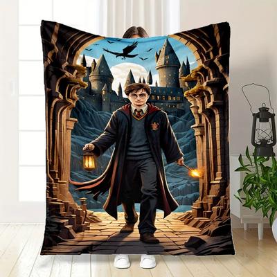 Hogwarts Adventure: Wizard Robe Set with LanternBlanket Flannel Throw Blanket for Sofa, Bed, Travel, Camping, Office, Couch, Chair