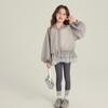 Spring Korean Style Girls' Coat With Tulle Hem, Cute Bubble Top Outerwear For Kids