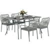 Five-Piece PE Rattan Garden Dining Set with Cushions & Stackable Chairs - Light Grey
