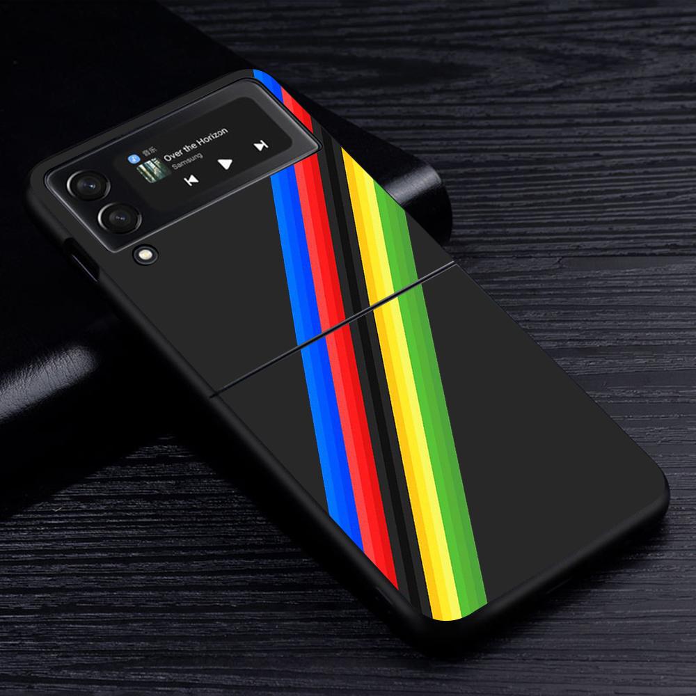 Husă Telefon Mobil pentru Samsung Galaxy Z Flip3 Flip4 5G Negru Coque Z Flip 3 Husă PC Dură de Lux Zflip3 Funda Dungi Marcă Sport