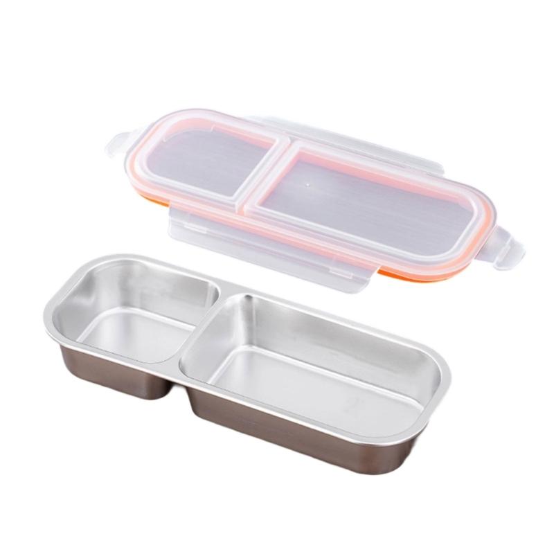 Stainless Lunchbox Box Multisection Compartments With Lid Snacks Container For Adults Kids Outdoor Use