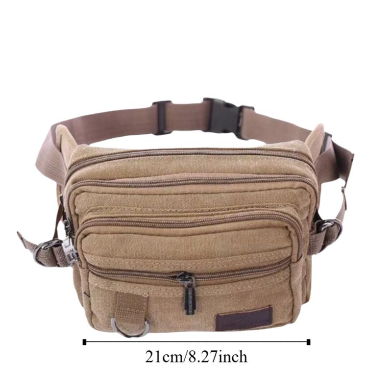 Multi-Function Multilayer Waist Packs Large Capacity Fanny Pack Casual Canvas Chest Bag  Unisex