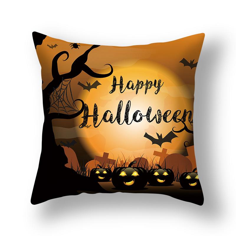 Bat Pumpkin Pillow Case Sofa Scary Happy Halloween Decorations for Home 2023 Horror Haunted House Cat Cushion Cover Pillowcase