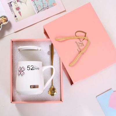 Couple Cup Large Capacity Ceramic Mug with Lid and Spoon