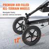 Folding Knee Scooter, Aluminum Steerable Knee Walker with Height-Adjustable Handlebar & Knee Pad, 12" All-Terrain Wheels, Dual Brakes, Leg Recovery