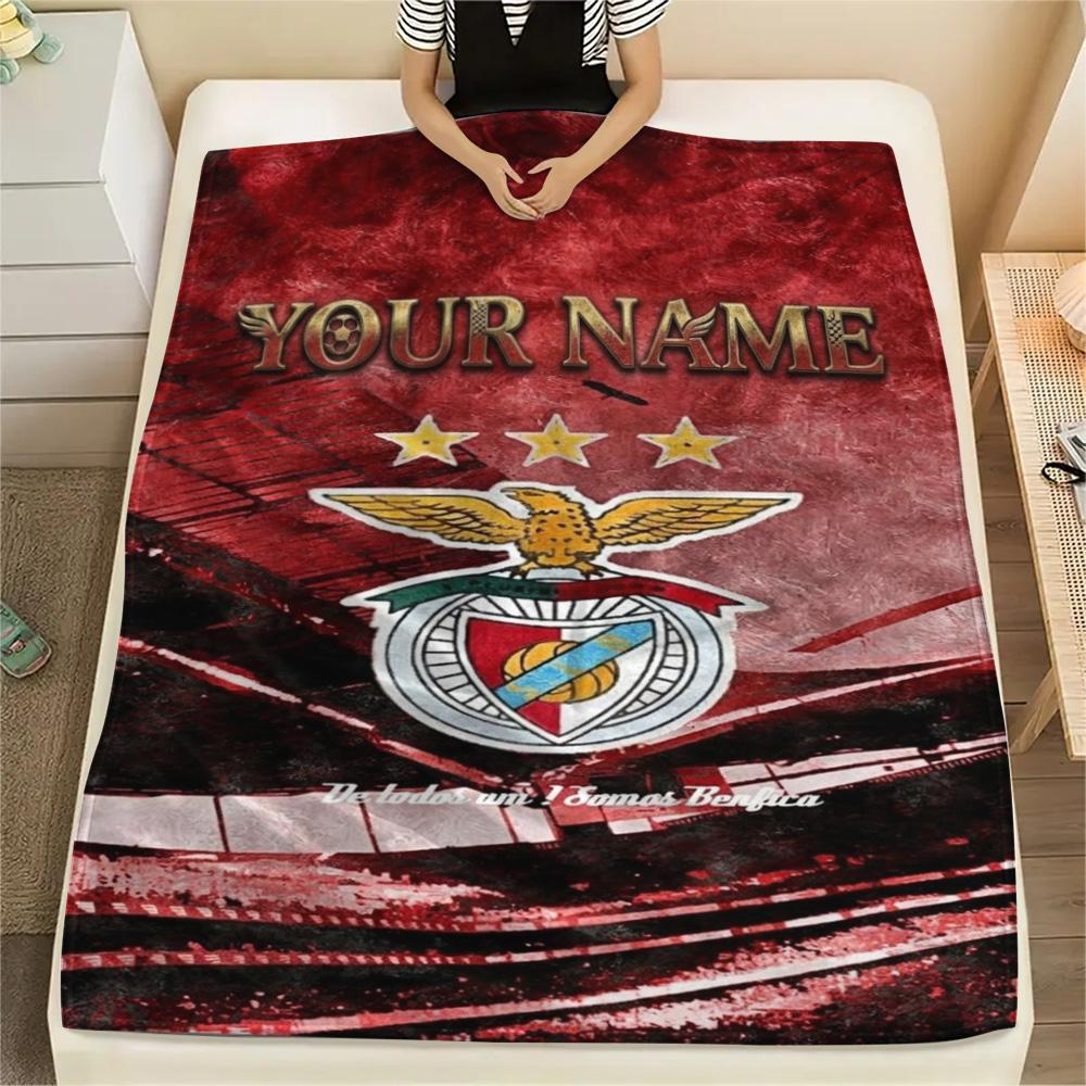 1PC Benfica Eagle Crest Custom Name Patterned Flannel Blanket Suitable For All Seasons For Home Decor Warmth And Comfort Gifts Holiday Present