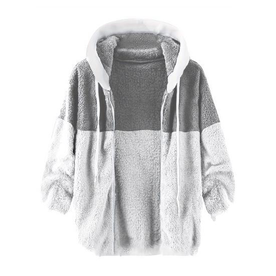 Men Hooded Fleece Jacket Adjustable Drawstring Long Sleeve Zipper Closure Coat Autumn Winter Warm Outerwear