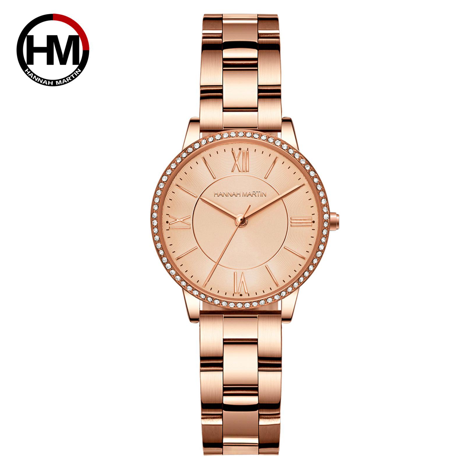 

Женские водонепроницаемые кварцевые часы Hannah Martin - Модный японский механизм, Повседневный европейский и американский стиль