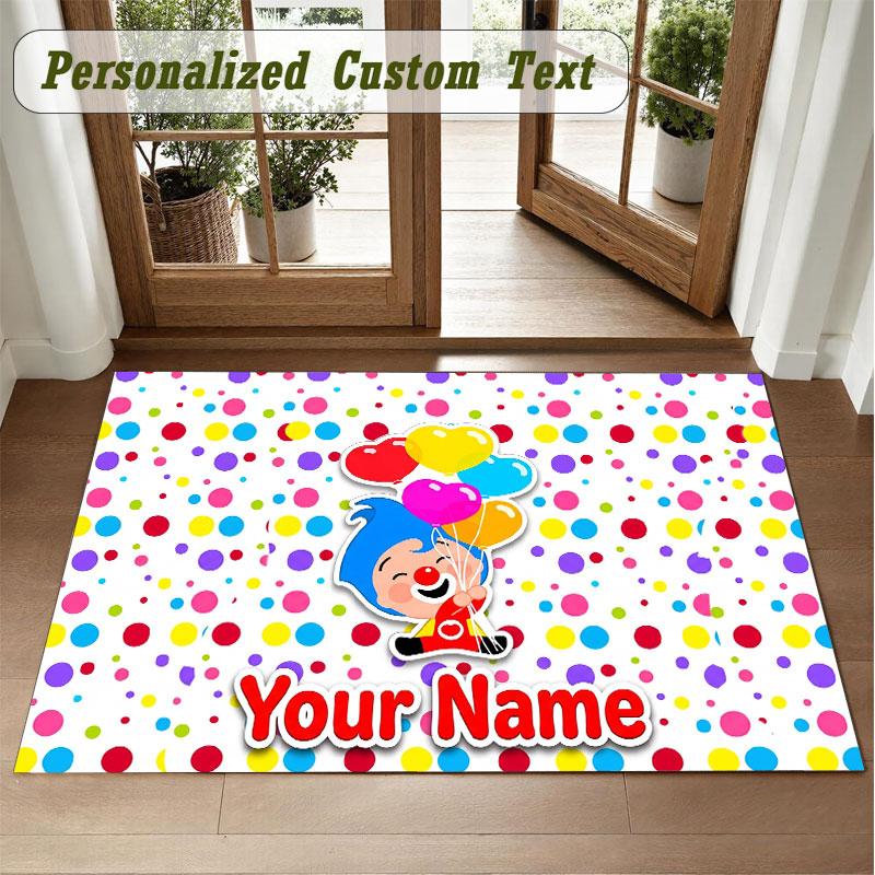 Crystal Velvet Square Rug Custom NameEl Payaso Plim Plim Pattern Non Slip Home Floor Decor Rug