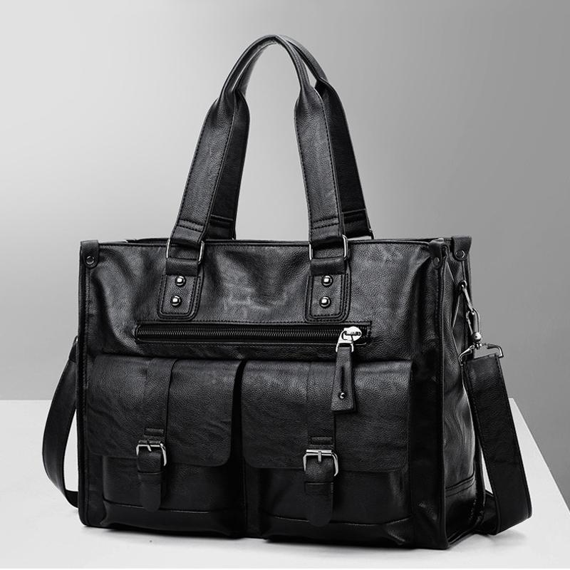 Men Briefcase Large-capacity Handbag Korean Casual Men's Messenger Retro Short-distance Travel Men's Bag