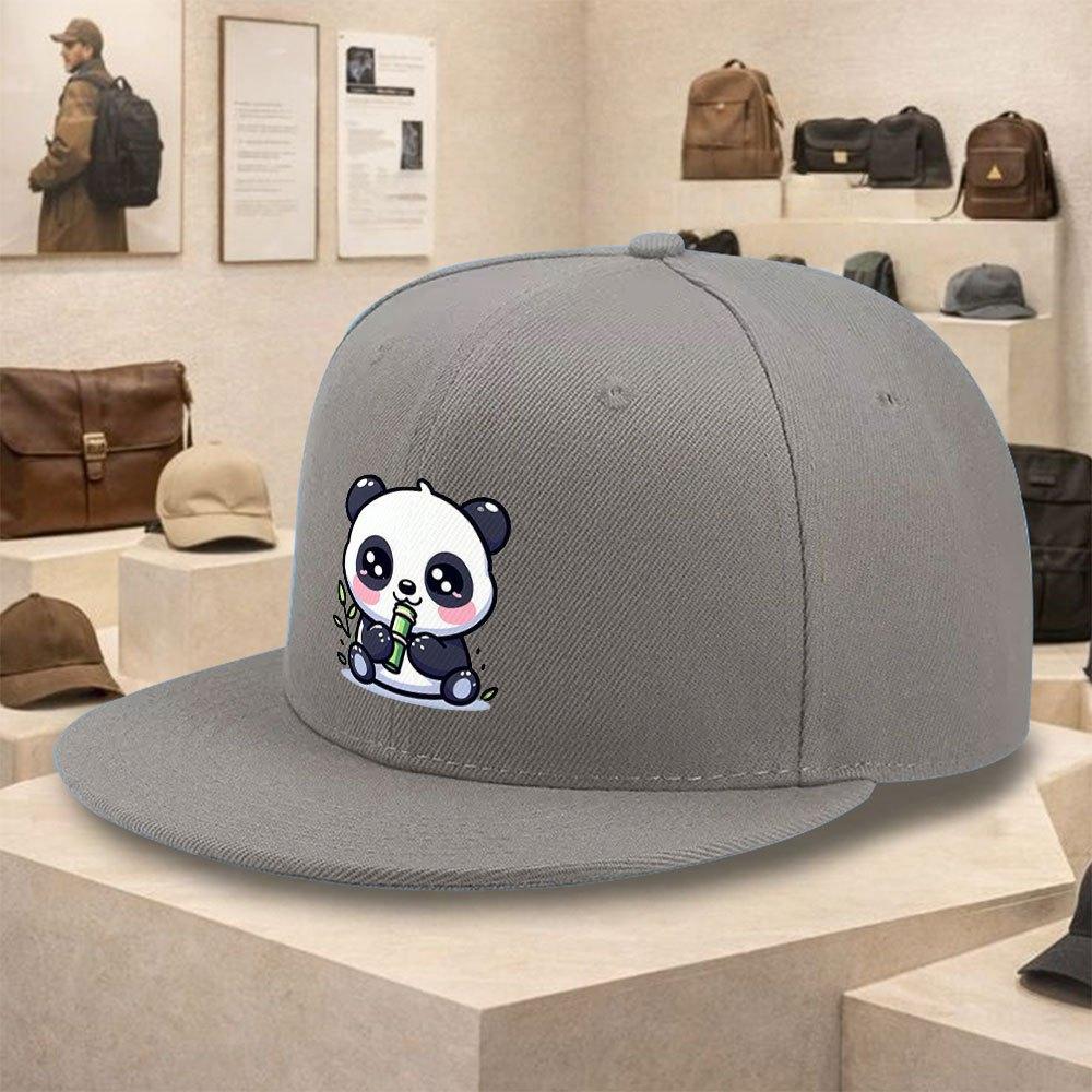 

Cute Cartoon Panda Eating Bamboo Polyester Baseball Cap Unisex Flat Brim Hip Hop Street Style Hat One Size