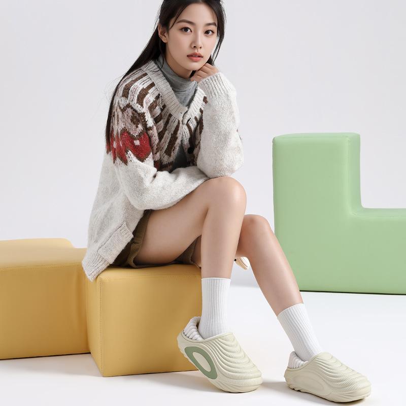 Waterproof Cotton Slippers Winter Indoor Home Household Plush Warm Eva Soft Soles Winter Cotton Shoes Winter