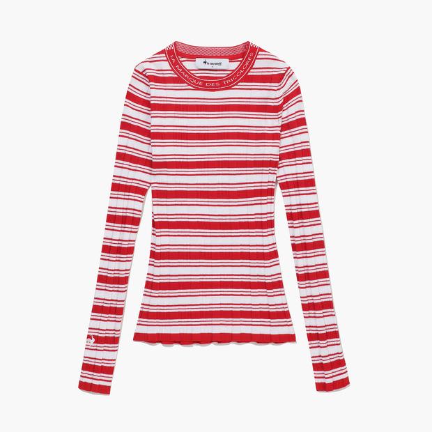 LECOQ GOLF Women'S Striped Ribbed Round Neck Sweater (Gp322Lkp93)