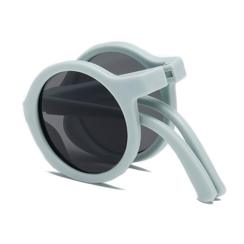 Fashion Kids Outdoor Portable Folding Sunglasses Retro Round Frame Eye Protection Sun Glasses for Boys Girls Children Travel Eyewear