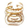 Retro Punk Style Rhinestone Openwork Metal Bangle Set - Stackable European/American Jewelry