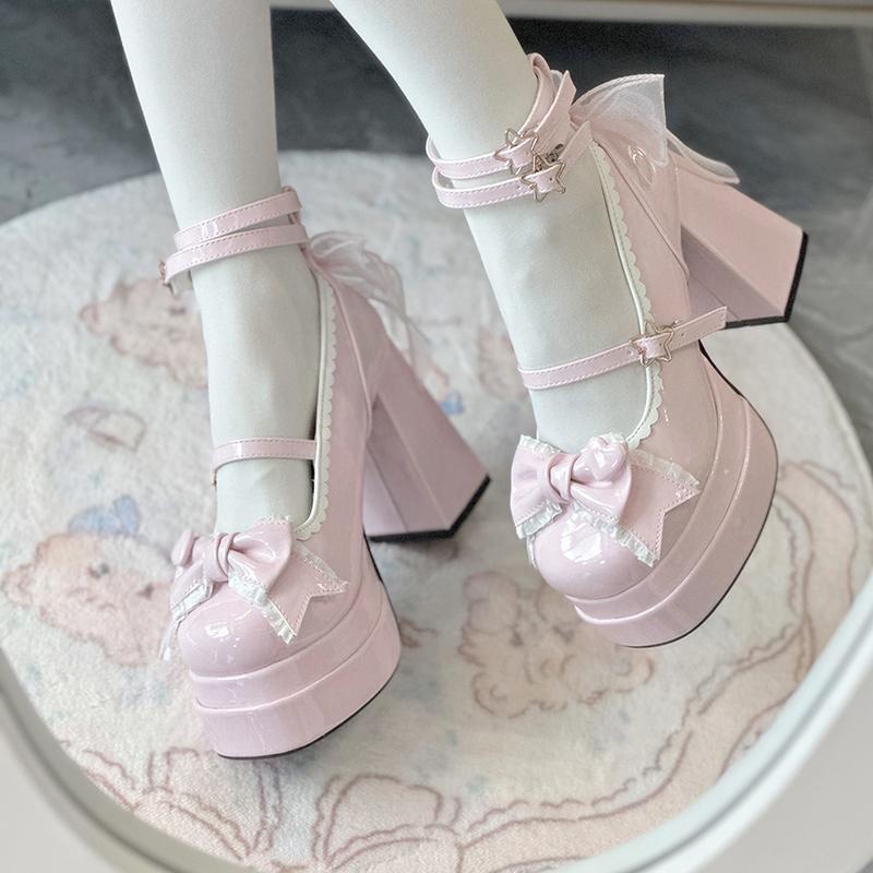 Fashion Platform Women Mary Jane Shoes Ladies Fashion Butterfly-knot Thick High Heel Footwear Women's Elegant Dress Pumps Shoes