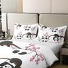 Cute Giant Panda Duvet Cover Set Single Size Cherry Blossoms Bedding Set With 1 Pillowcase Cartoon Animal Quilt