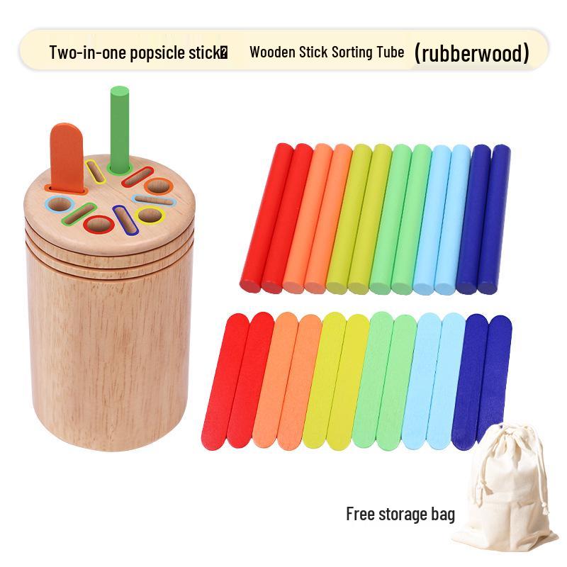 Solid Wood Sorting Bin: Color & Shape Recognition Toy for Ages 3-6
