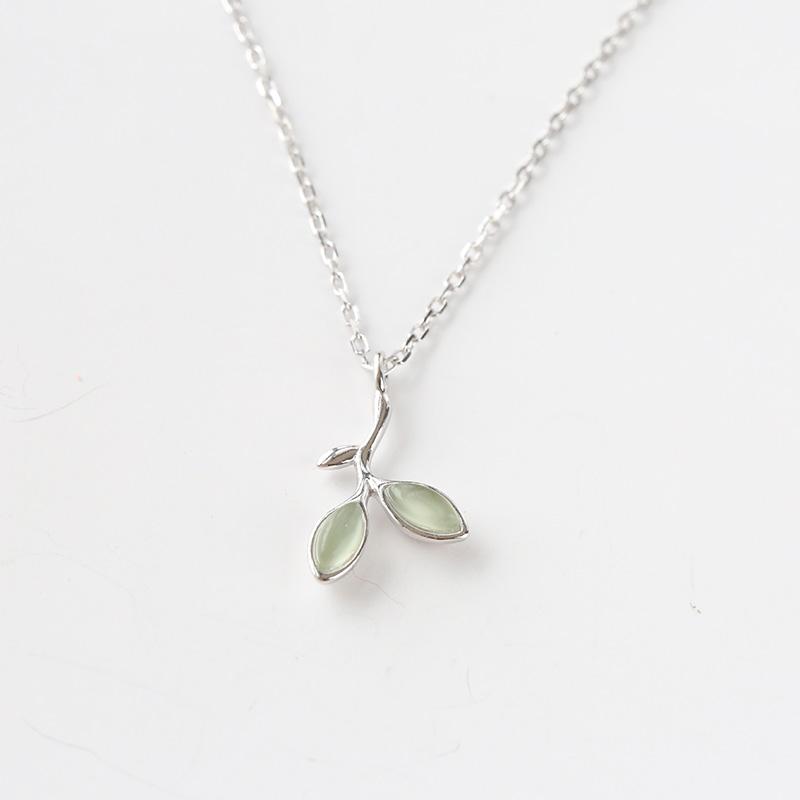 New Arrivals 925 Sterling Silver Green Leaves Necklaces Pendants for Women Hot Fashion Jewelry