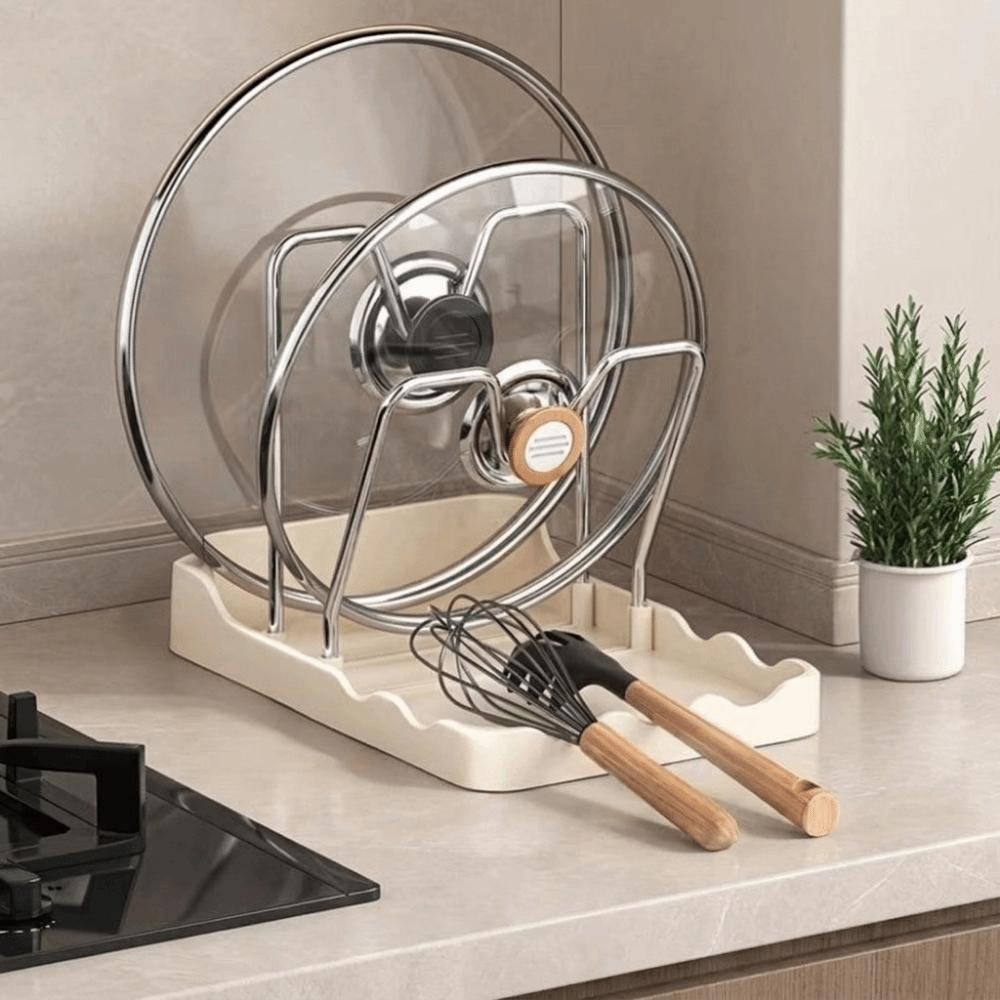 Plastic Pot Lid Storage Rack Draining Pot Cover Holder Durable Kitchen Storage Rack Pantry