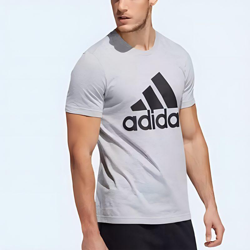 adidas T Shirts Men's Gray Crew Neck Moderate Straight Fit ED9607
