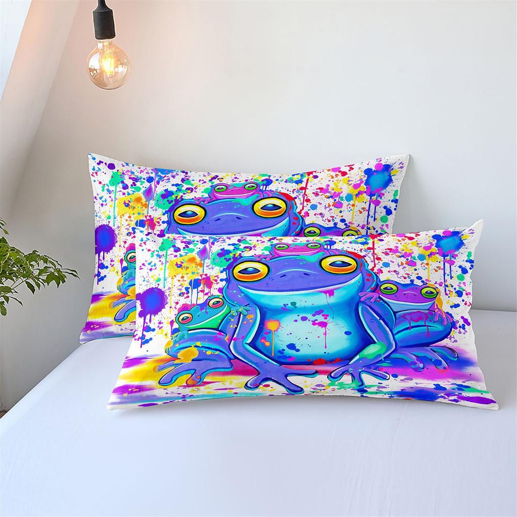 Cartoon Children Animal Frog Salamander Three-Piece Set 3D Digital Printing Grinding Quilt Cover Bedding
