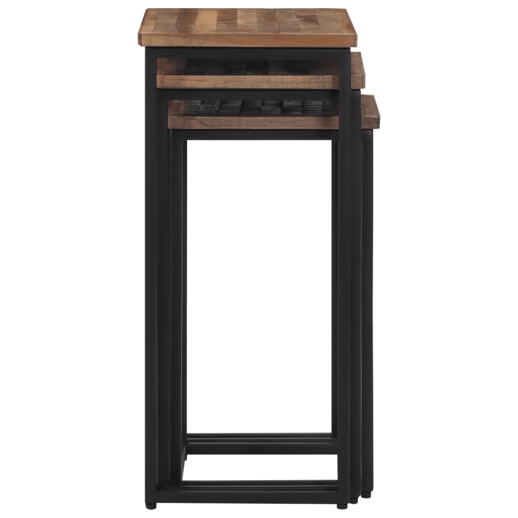  Coffee Tables That Slide Under Each Other, 3 Pcs., Solid Teak Wood
