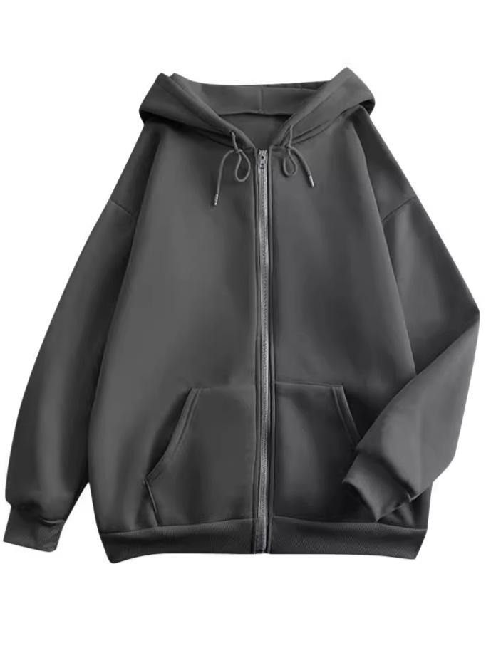 Veste à capuche zippée chaude décontractée pour femme, style européen et américain, 2024
